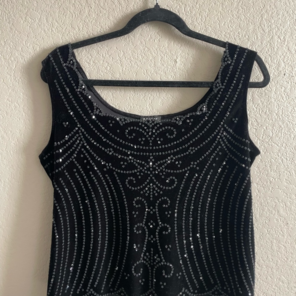 MSK Black Beaded Women's Blouse